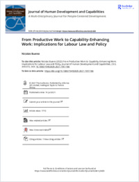 From Productive Work to Capability Enhancing Work Implications for Labour Law and Policy